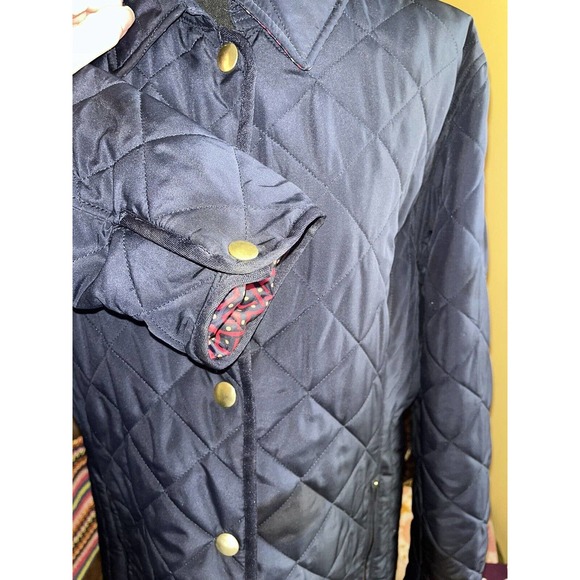 Crown & Ivy Long Women’s Sleeve Button Front Quilted Jacket Navy Blue Size L‎ - Picture 7 of 11